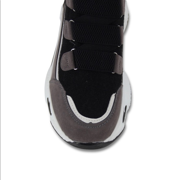 Fur Lined Thick Sole Winter Sneaker in Grey Faux Suede - Women’s - Picture 4 of 5